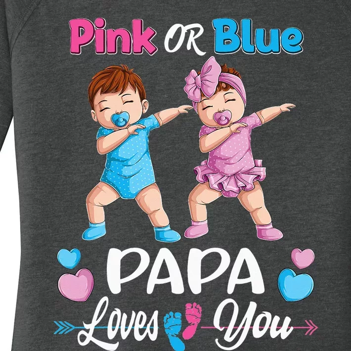 Pink Or Blue Papa Loves You Baby Gender Reveal Party Women's Perfect Tri Tunic Long Sleeve Shirt