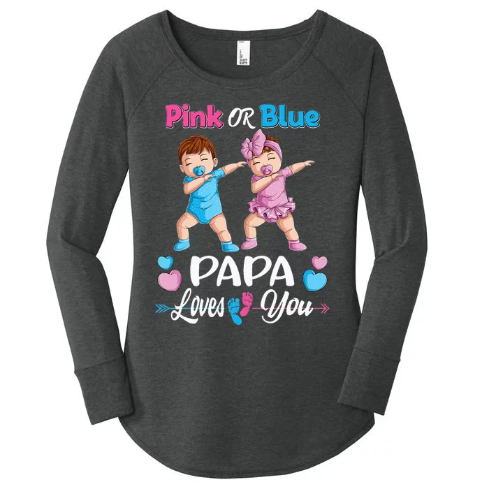 Pink Or Blue Papa Loves You Baby Gender Reveal Party Women's Perfect Tri Tunic Long Sleeve Shirt