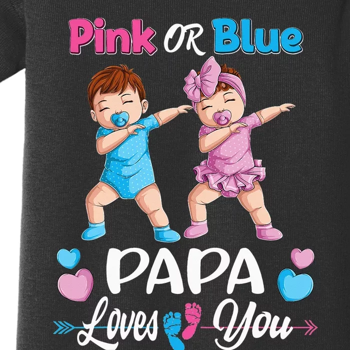 Pink Or Blue Papa Loves You Baby Gender Reveal Party Baby Bodysuit