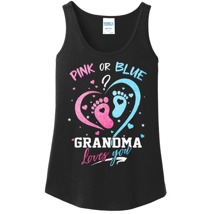 Pink Or Blue Grandma Loves You Gender Reveal Baby Gifts Mom Ladies Essential Tank