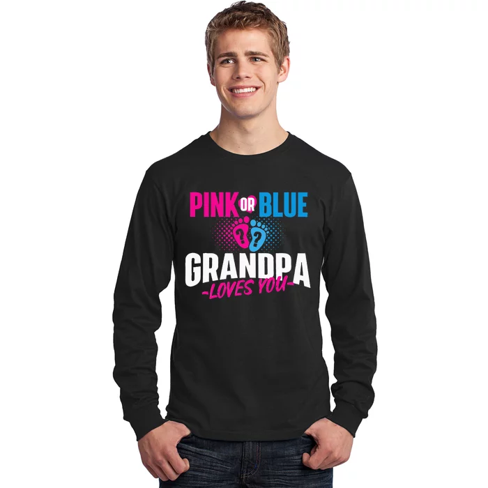 Pink Or Blue Grandpa Loves You Gender Reveal Party Baby Long Sleeve Shirt