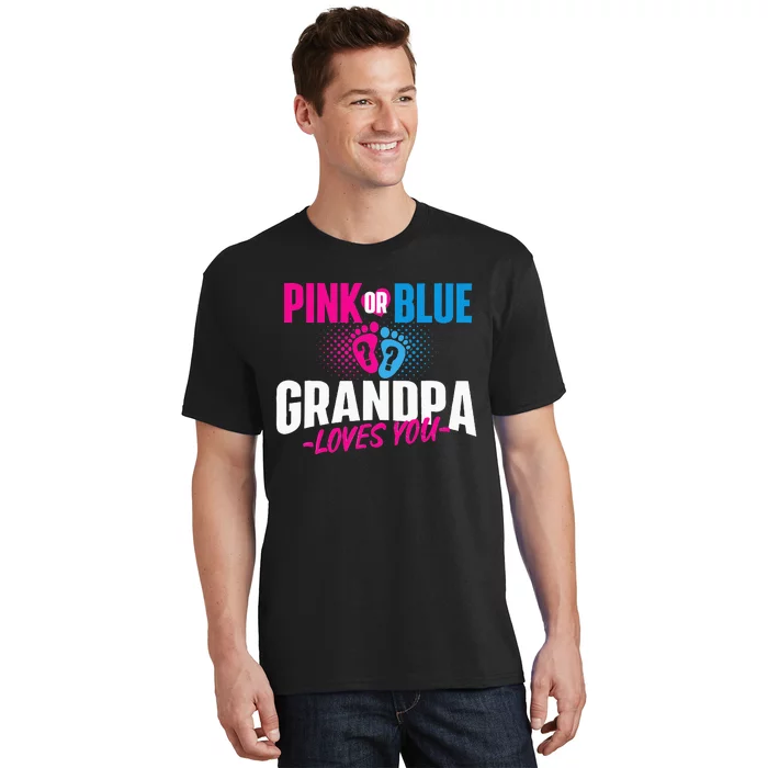 Pink Or Blue Grandpa Loves You Gender Reveal Party Baby T-Shirt