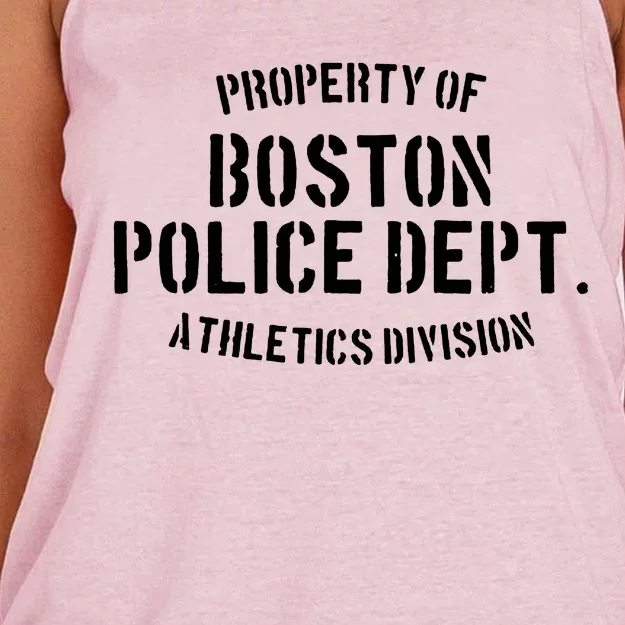 Property Of Boston Rizzoli Athletics Division Police Department Dept Wlw Isles C Women's Knotted Racerback Tank