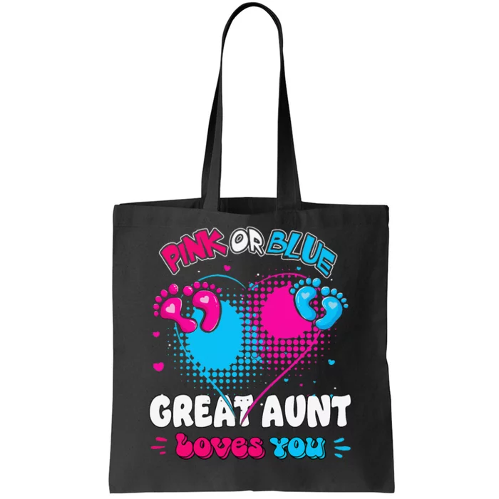 Pink or Blue Heart Great Aunt Loves You Shower Gender Reveal Tote Bag