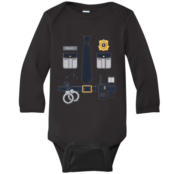 Police Officer Costume Police Badge Cop Halloween Baby Long Sleeve Bodysuit