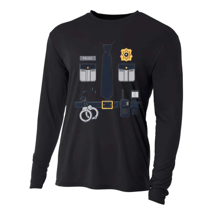 Police Officer Costume Police Badge Cop Halloween Cooling Performance Long Sleeve Crew