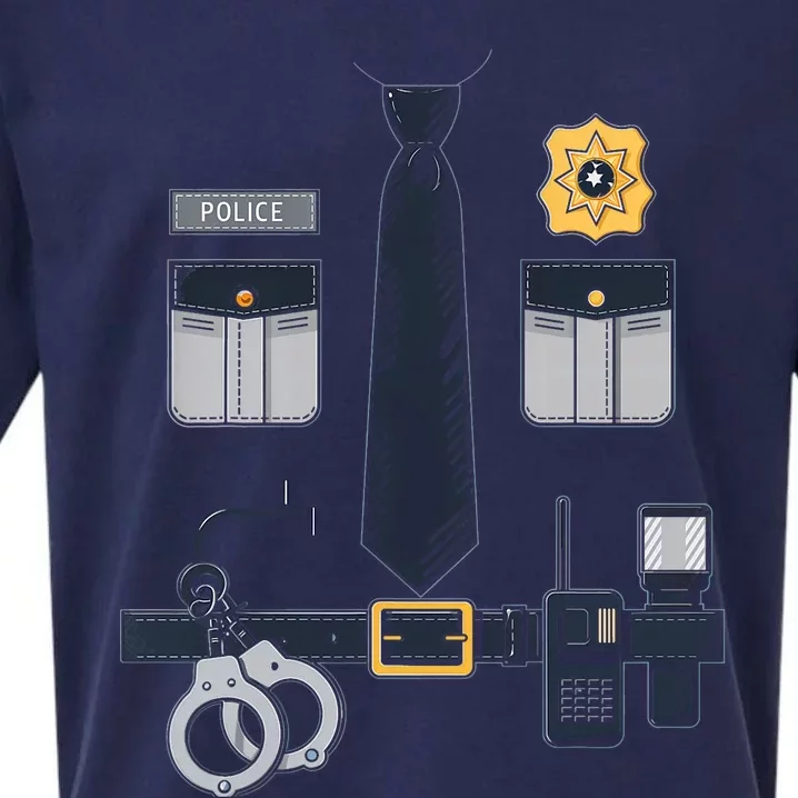 Police Officer Costume Police Badge Cop Halloween Sueded Cloud Jersey T-Shirt