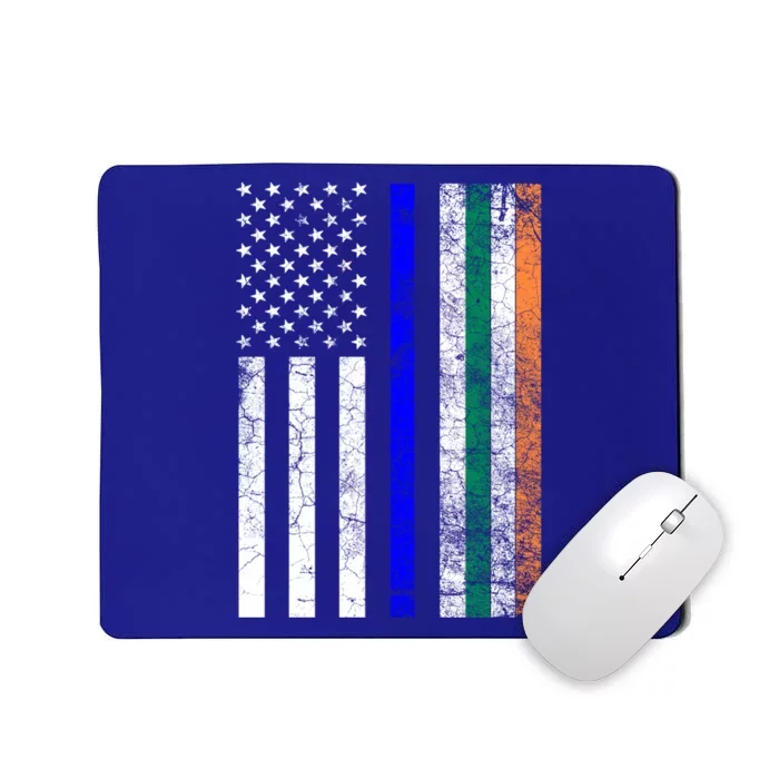 Police Officer Cop St Patrick's Day Irish American Flag Funny Gift Mousepad