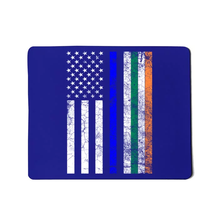 Police Officer Cop St Patrick's Day Irish American Flag Funny Gift Mousepad