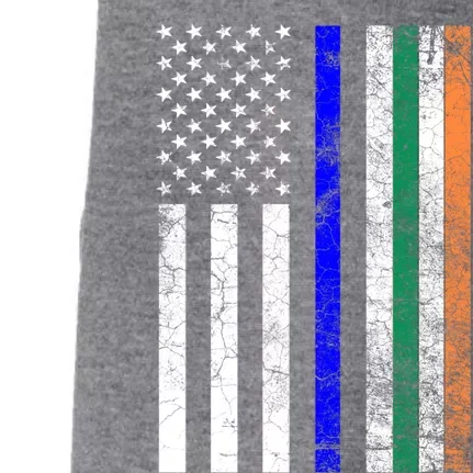 Police Officer Cop St Patrick's Day Irish American Flag Funny Gift Doggie 3-End Fleece Hoodie