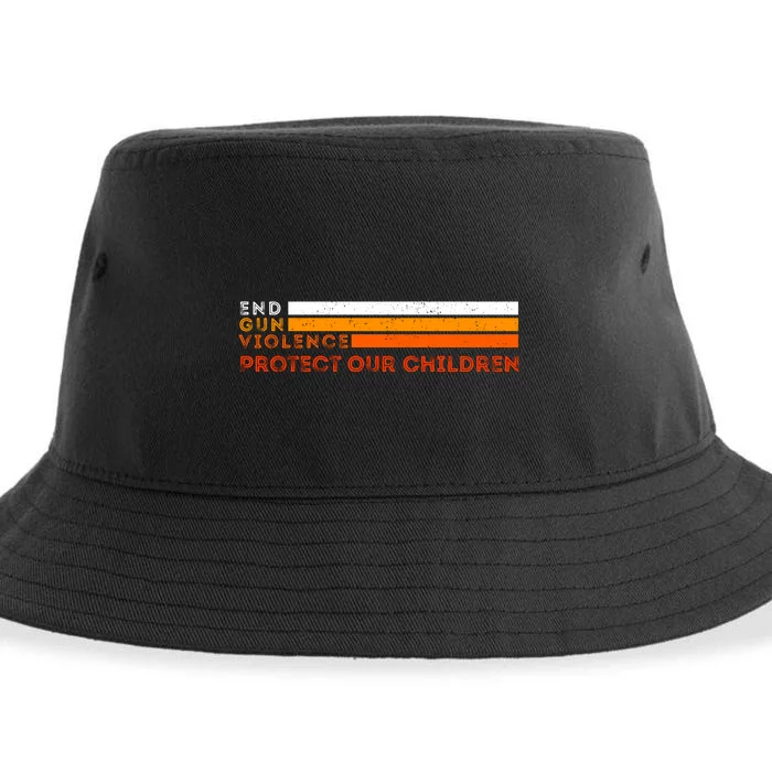 Protect Our Children Orange Mom Dad Enough End Gun Violence Sustainable Bucket Hat