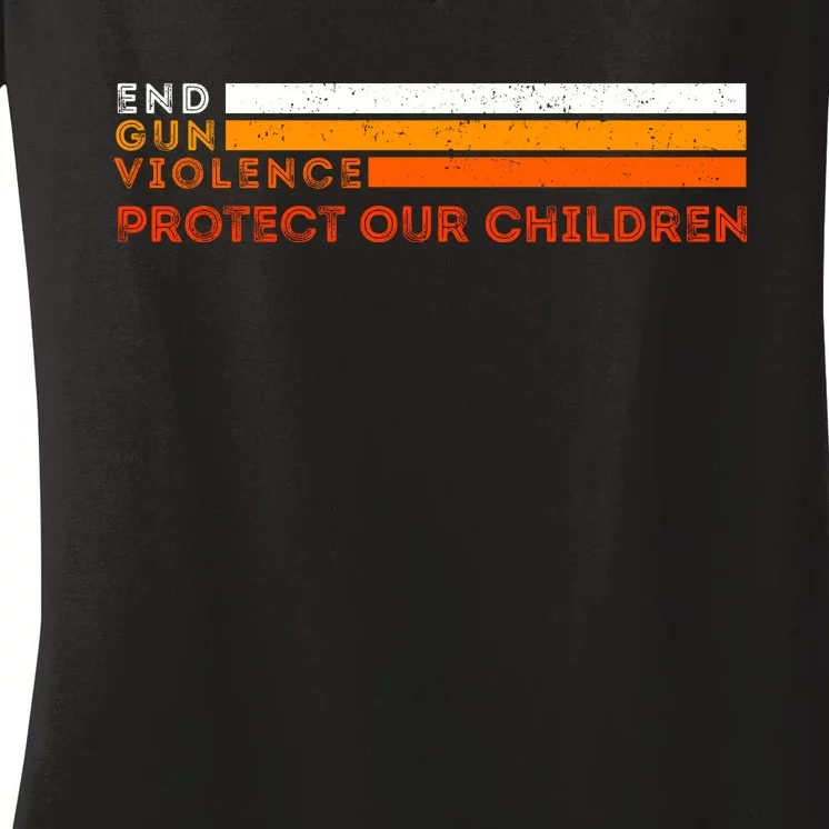 Protect Our Children Orange Mom Dad Enough End Gun Violence Women's V-Neck T-Shirt