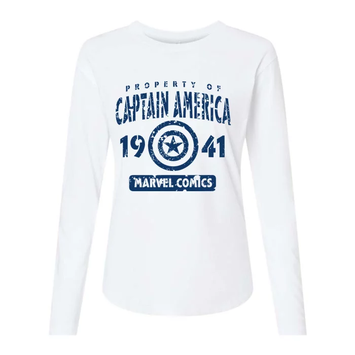 Property Of C.Aptain America Collegiate Womens Cotton Relaxed Long Sleeve T-Shirt