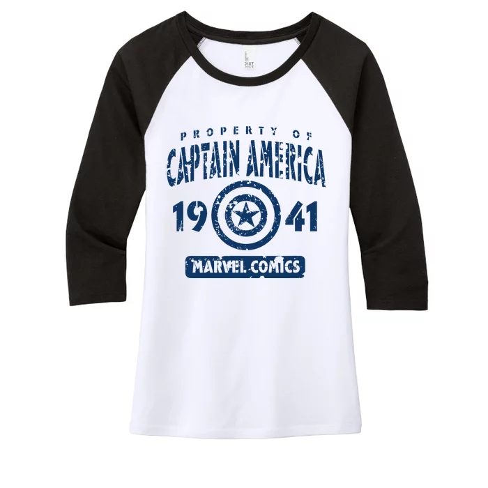 Property Of C.Aptain America Collegiate Women's Tri-Blend 3/4-Sleeve Raglan Shirt