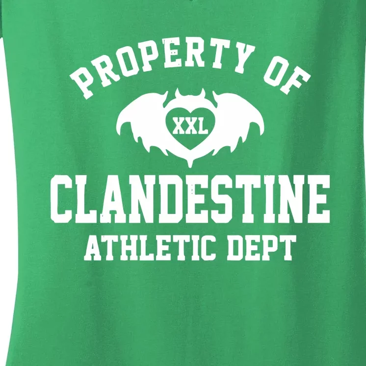 Property Of Clandestine Athletic Dept Xxl Women's V-Neck T-Shirt