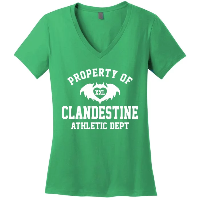 Property Of Clandestine Athletic Dept Xxl Women's V-Neck T-Shirt