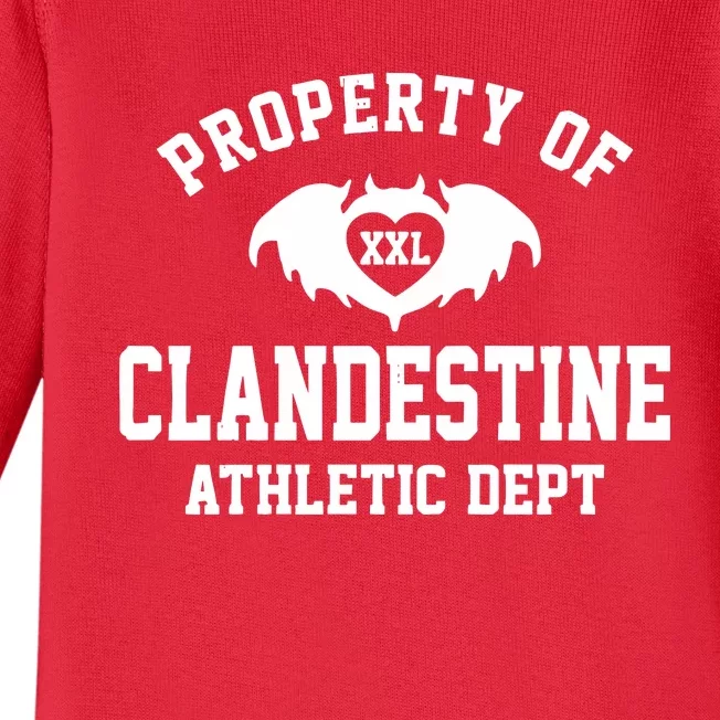 Property Of Clandestine Athletic Dept Xxl Baby Long Sleeve Bodysuit