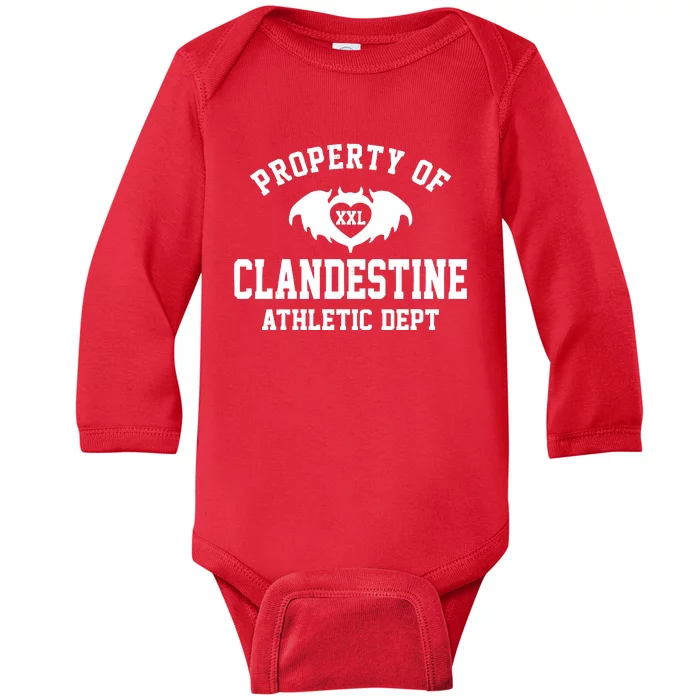 Property Of Clandestine Athletic Dept Xxl Baby Long Sleeve Bodysuit