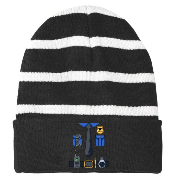 Police Officer Costume Policeman Enforcer Policewoman Cop Striped Beanie with Solid Band