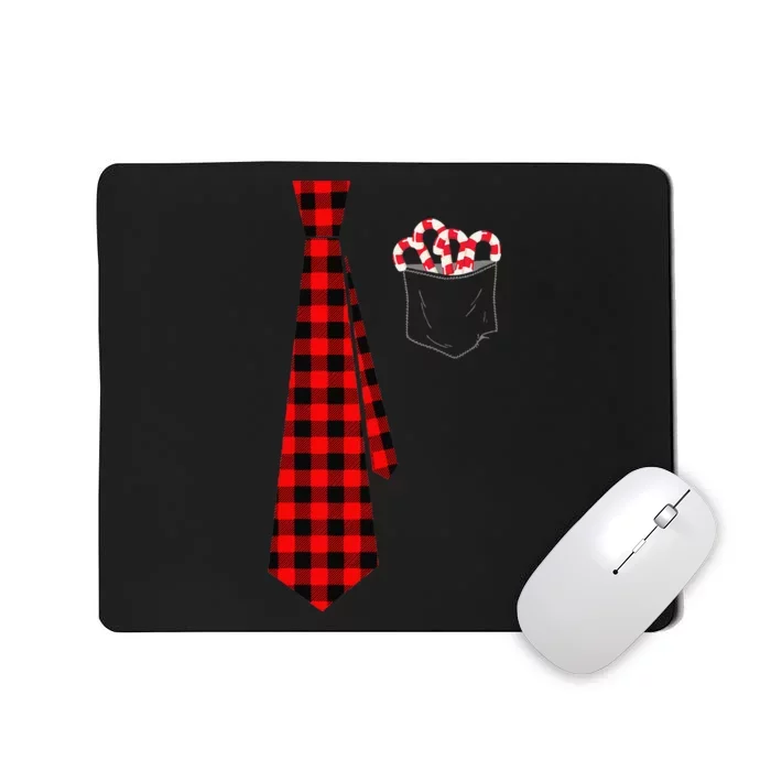 Pocket Of Candy Canes Red Buffalo Plaid Neck Tie Christmas Mousepad