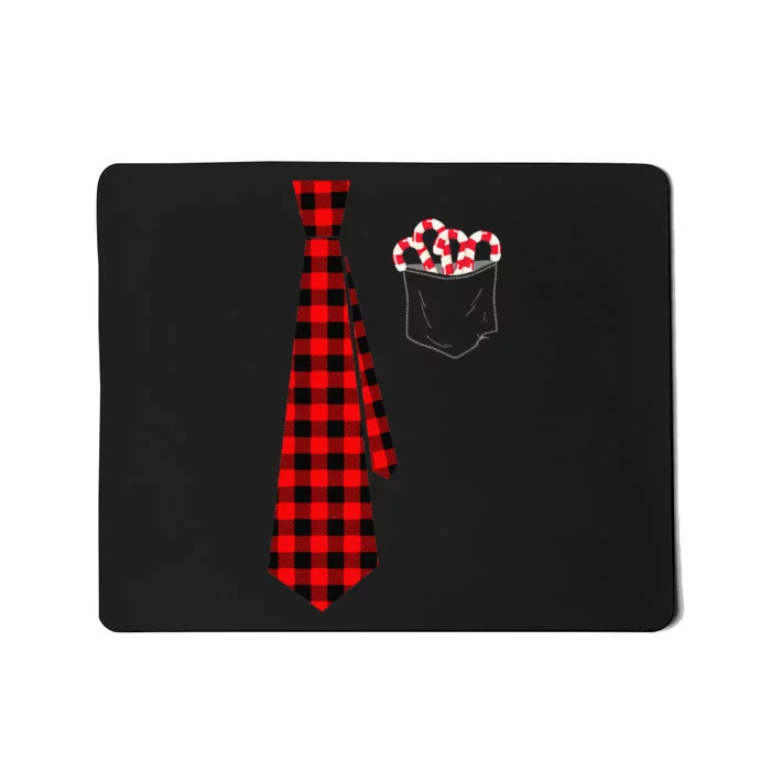 Pocket Of Candy Canes Red Buffalo Plaid Neck Tie Christmas Mousepad