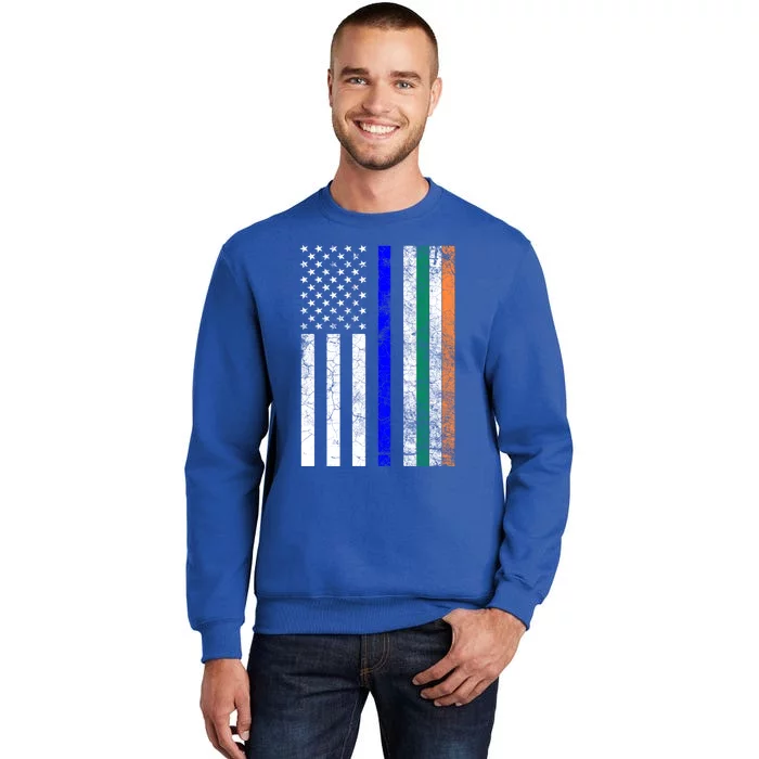 Police Officer Cop St Patrick's Day Irish American Flag Cute Gift Tall Sweatshirt