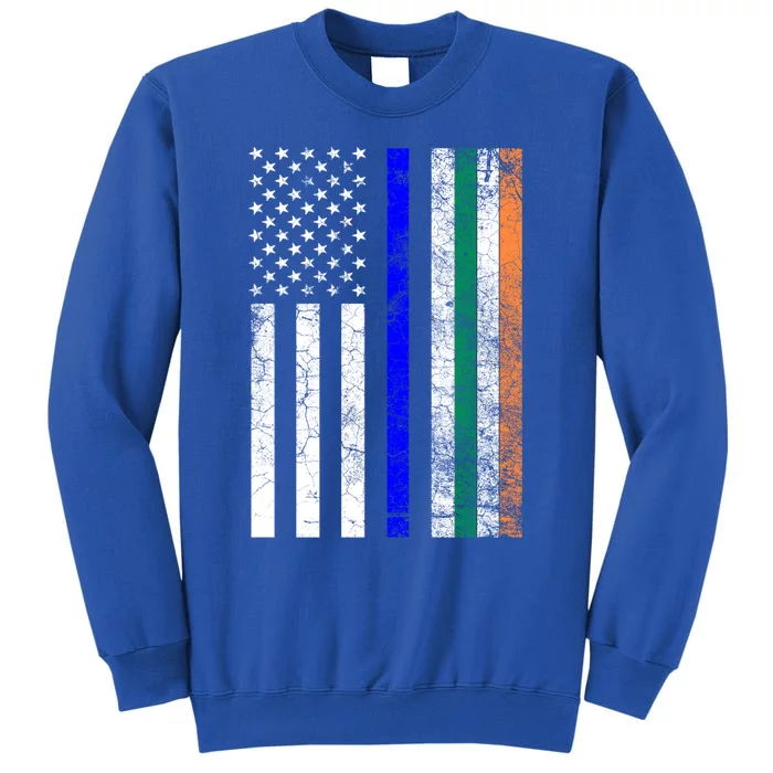 Police Officer Cop St Patrick's Day Irish American Flag Cute Gift Tall Sweatshirt