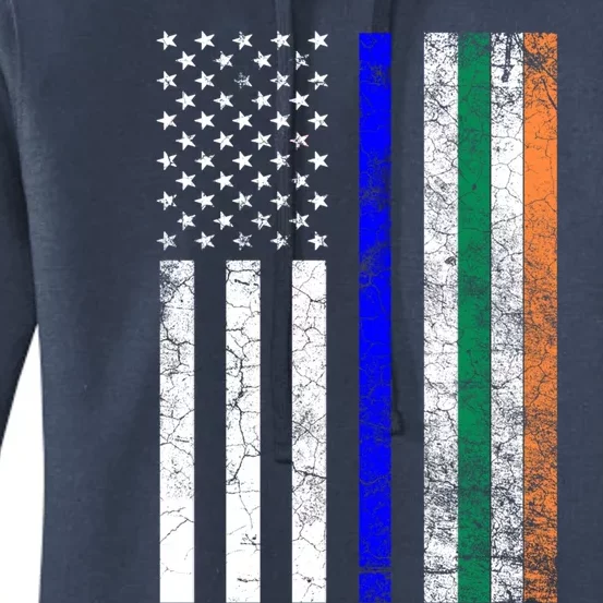 Police Officer Cop St Patrick's Day Irish American Flag Cute Gift Women's Pullover Hoodie