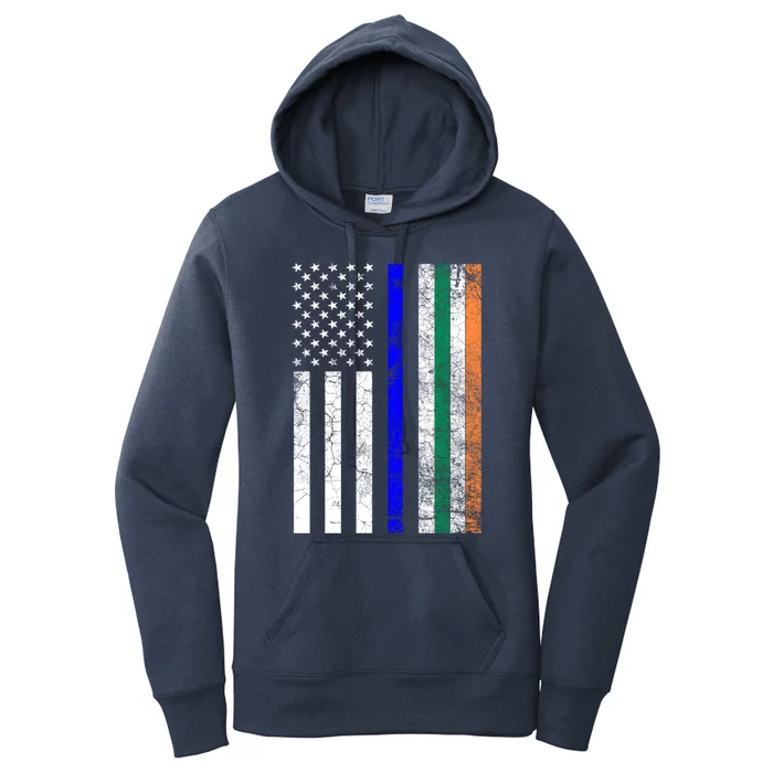 Police Officer Cop St Patrick's Day Irish American Flag Cute Gift Women's Pullover Hoodie