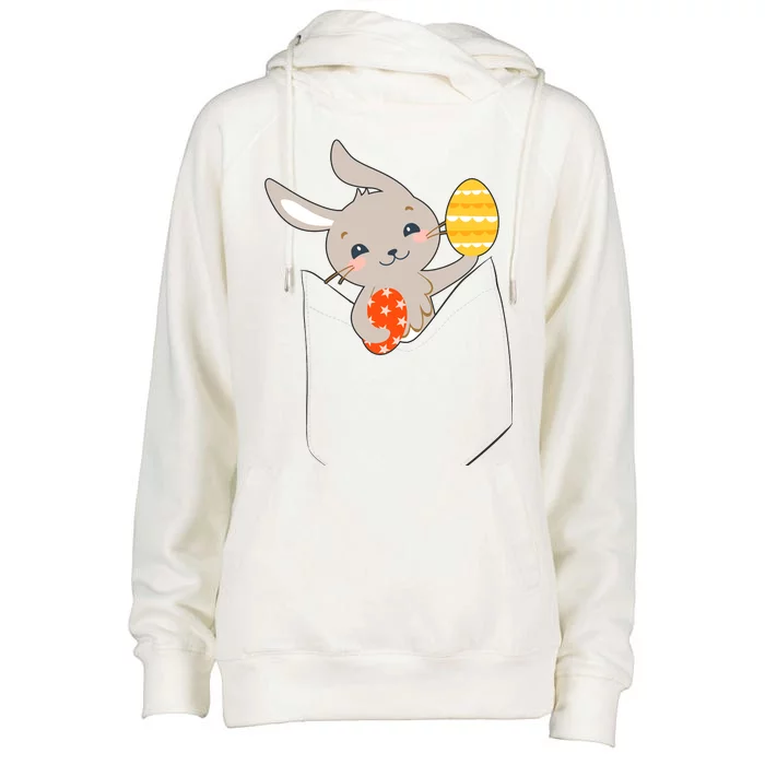 Pocket Easter Bunny Womens Funnel Neck Pullover Hood