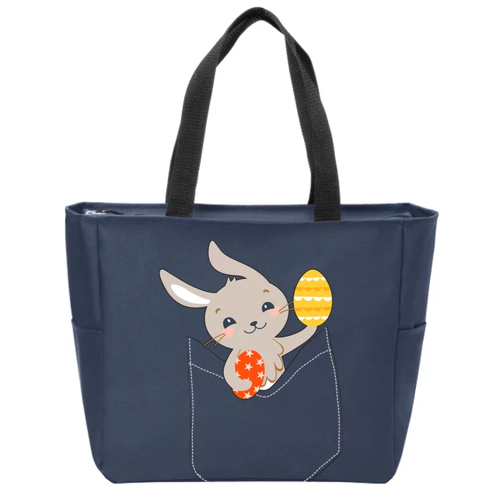 Pocket Easter Bunny Zip Tote Bag