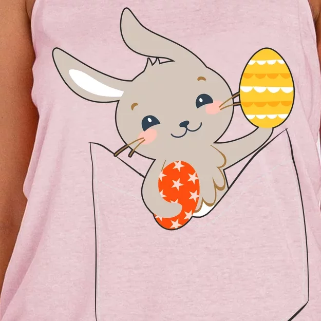 Pocket Easter Bunny Women's Knotted Racerback Tank