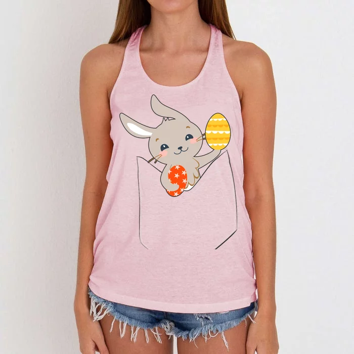 Pocket Easter Bunny Women's Knotted Racerback Tank