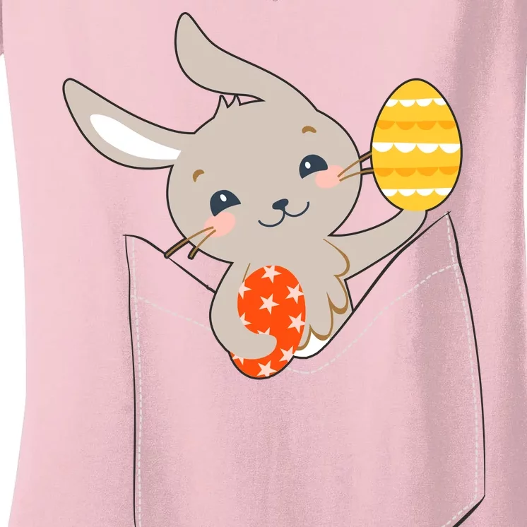 Pocket Easter Bunny Women's V-Neck T-Shirt