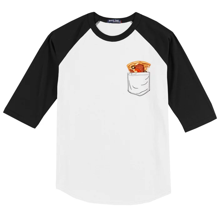 Pocket Pizza Slice Baseball Sleeve Shirt