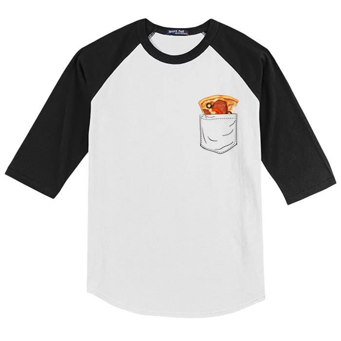 Pocket Pizza Slice Kids Colorblock Raglan Jersey