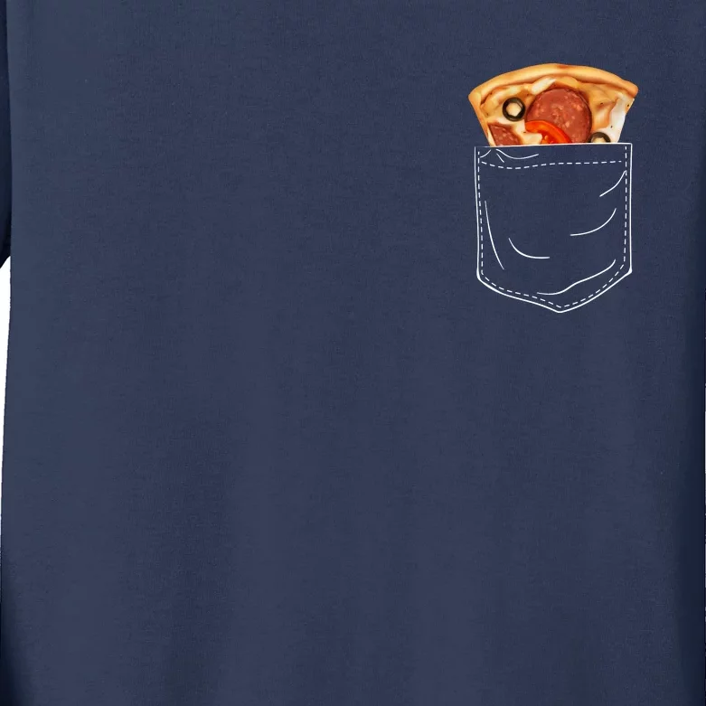 Pocket Pizza Slice Kids Long Sleeve Shirt