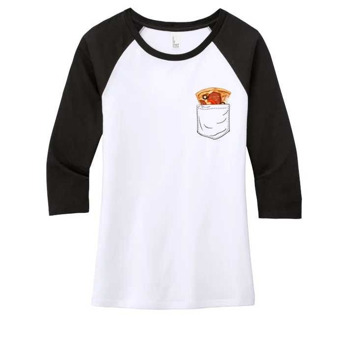 Pocket Pizza Slice Women's Tri-Blend 3/4-Sleeve Raglan Shirt