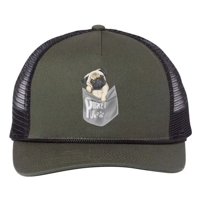 Pocket Pug Cute Retro Rope Trucker Hat Cap