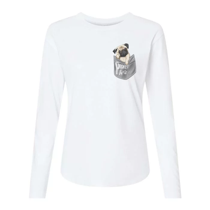 Pocket Pug Cute Womens Cotton Relaxed Long Sleeve T-Shirt