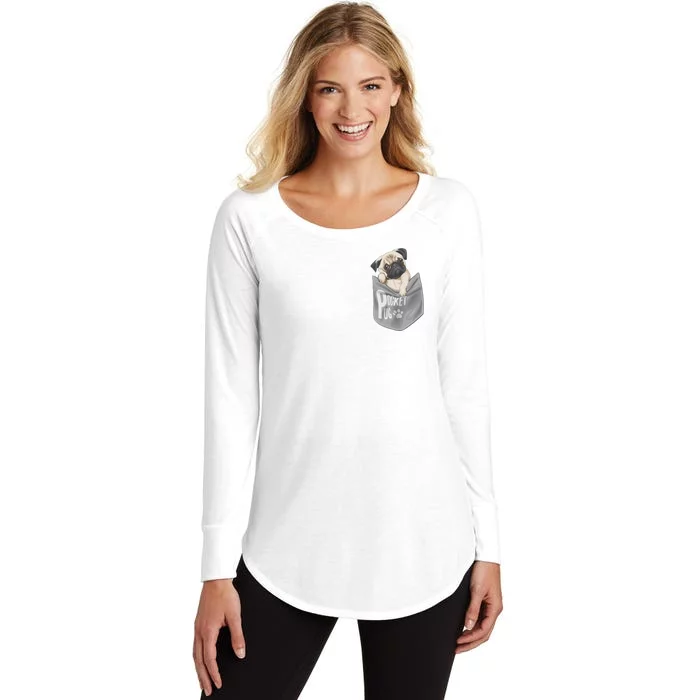 Pocket Pug Cute Women's Perfect Tri Tunic Long Sleeve Shirt