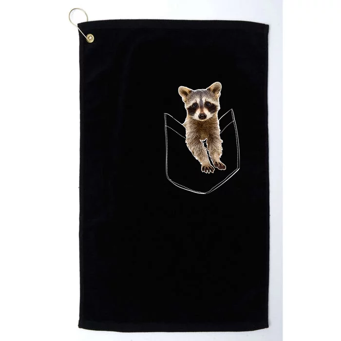 Pocket Raccoon Funny Platinum Collection Golf Towel