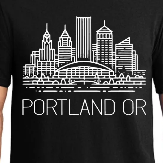 Portland Oregon Downtown City Skyline Sketch Moda Center Pajama Set