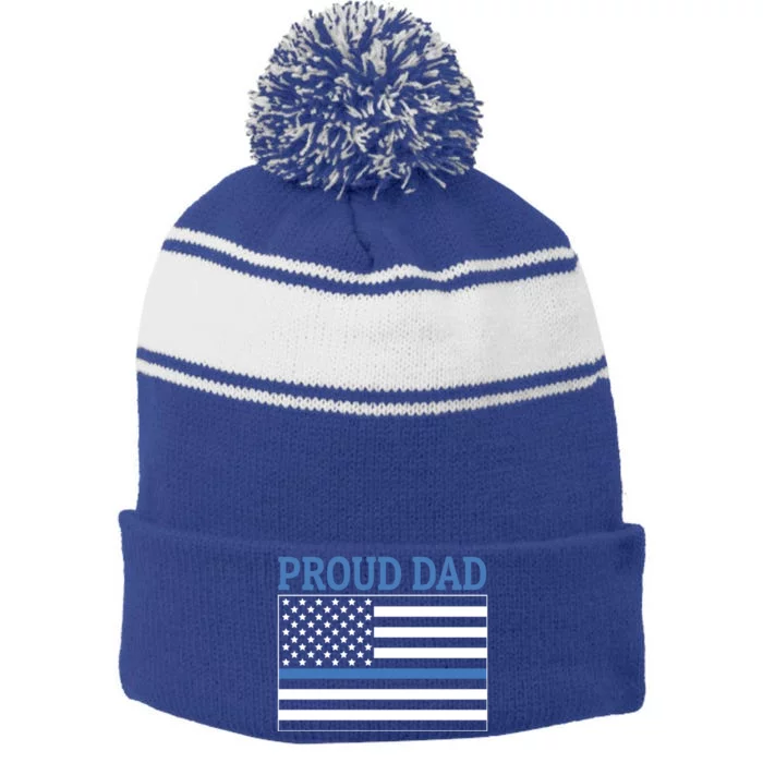 Police Officer Dad Proud Dad Gift Stripe Pom Pom Beanie