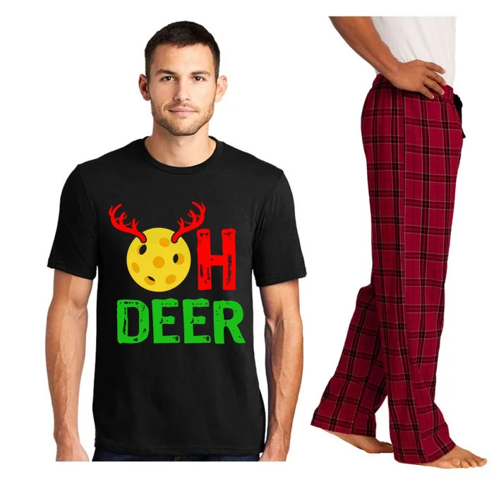 Pickleball Oh Deer Gift Funny Christmas Reindeer Top Pajama Set