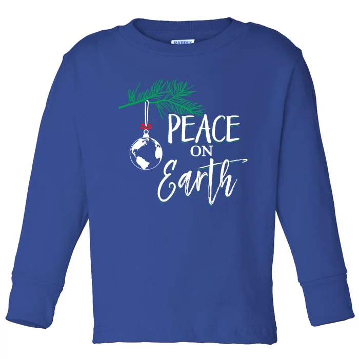 Peace On Earth Peaceful Christian Christmas Gift Toddler Long Sleeve Shirt