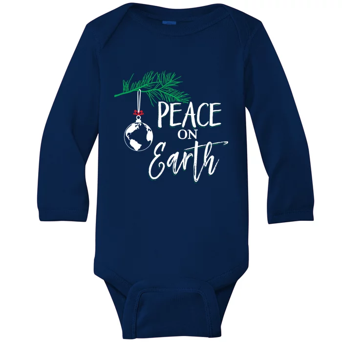 Peace On Earth Peaceful Christian Christmas Gift Baby Long Sleeve Bodysuit