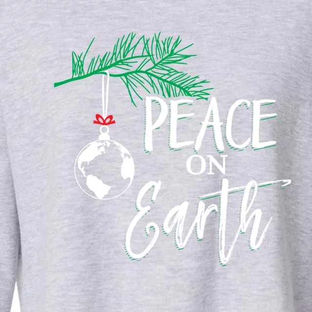 Peace On Earth Peaceful Christian Christmas Gift Cropped Pullover Crew