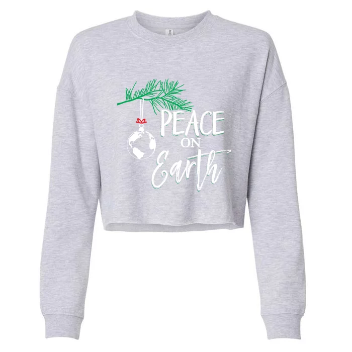 Peace On Earth Peaceful Christian Christmas Gift Cropped Pullover Crew