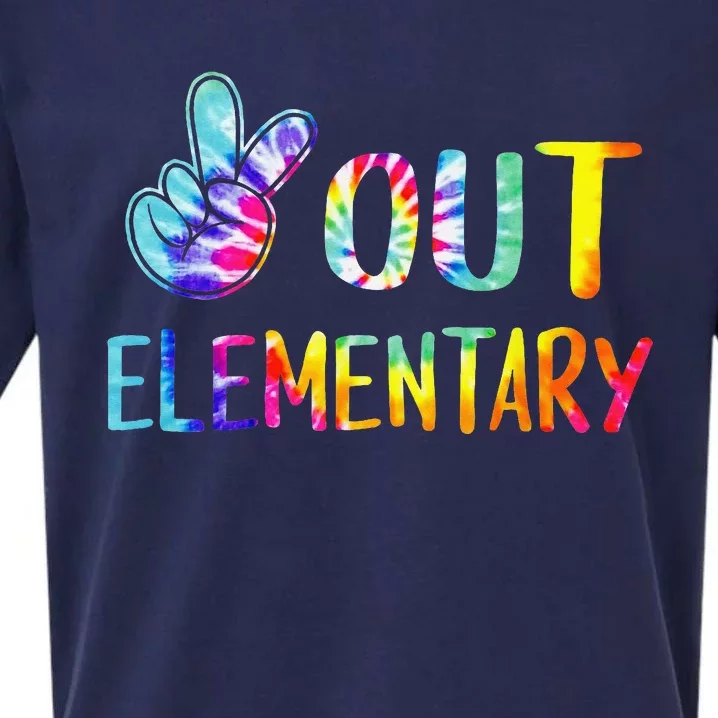 Peace Out Elementary Happy Last Day Of School Tie Dye Sueded Cloud Jersey T-Shirt